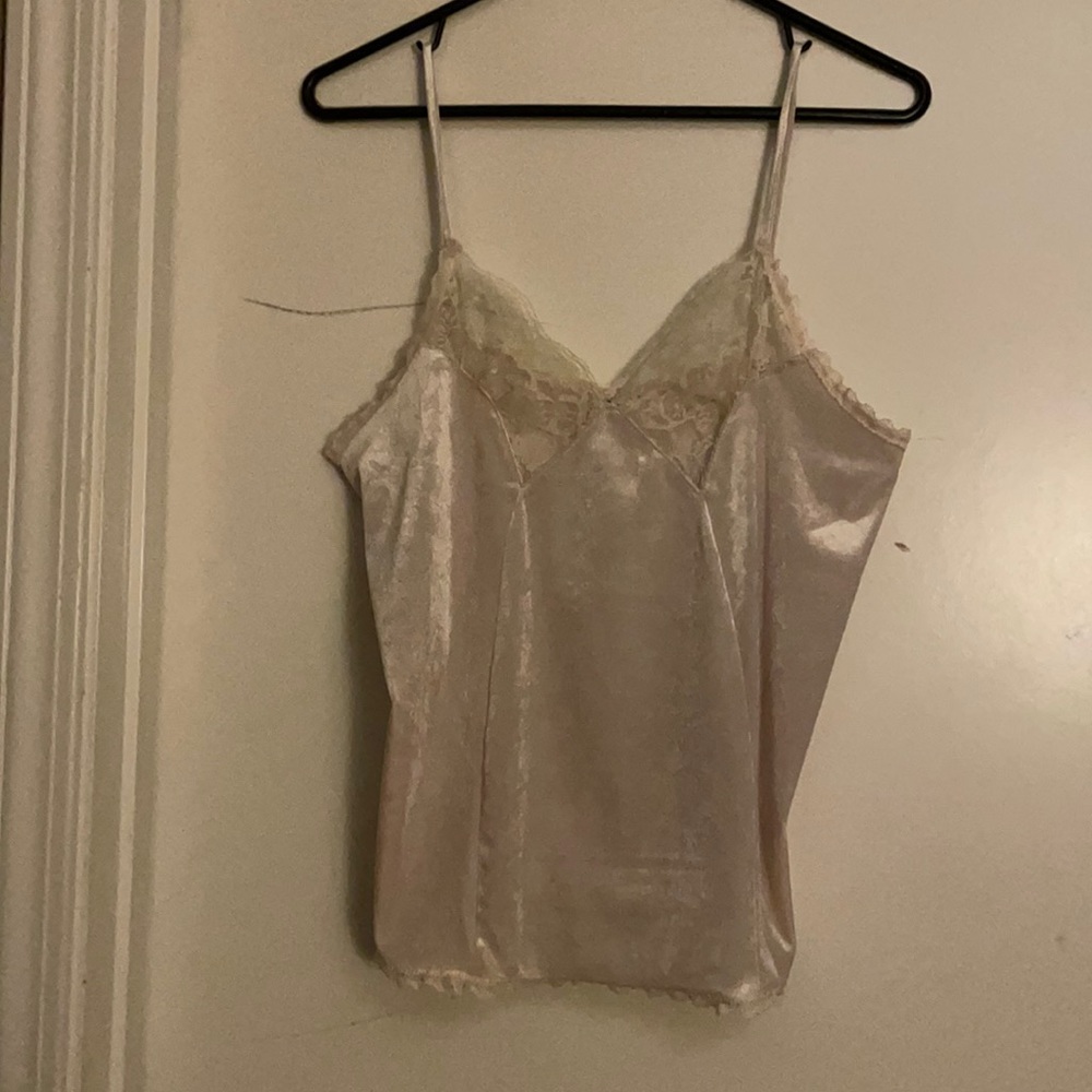ACTIVE USA Large velvet strappy shirt in Ivory
